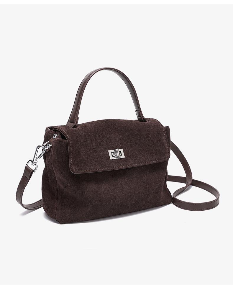 Women's Frosted Cowhide Large Capacity Crossbody Handbag - Autumn/Winter Fashion
