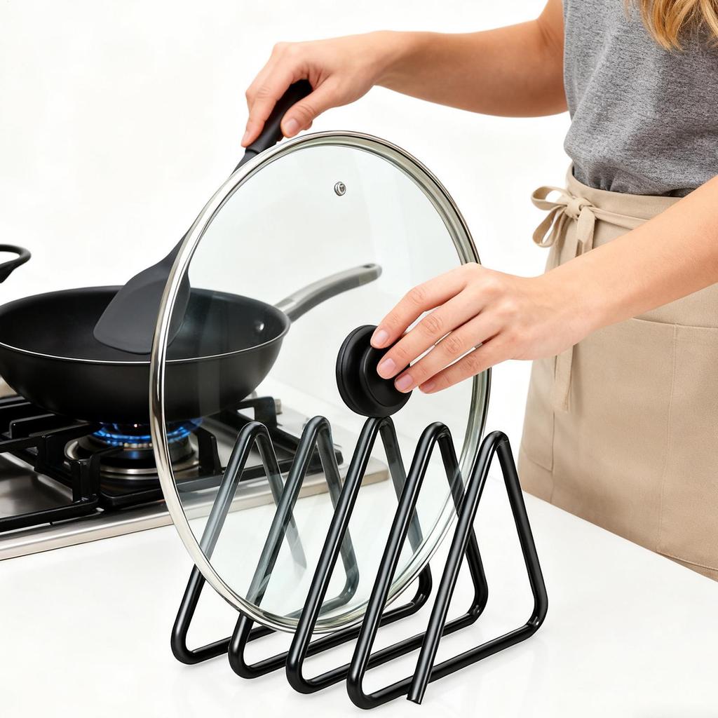 Cutting Board Holder Space-Saving Triangular Stand Counter Pan Sheets Rack Organizer for Dish Utensils Lid Bakeware Cabinet