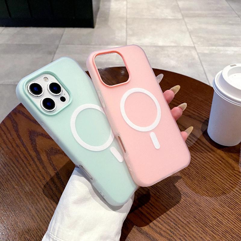 Luxury Candy Color 2 IN 1 Magsafe Case For iPhone 17 Air 16 15 14 13 12 Pro Max Plus Magnetic Wireless Charge Matte Soft Cover
