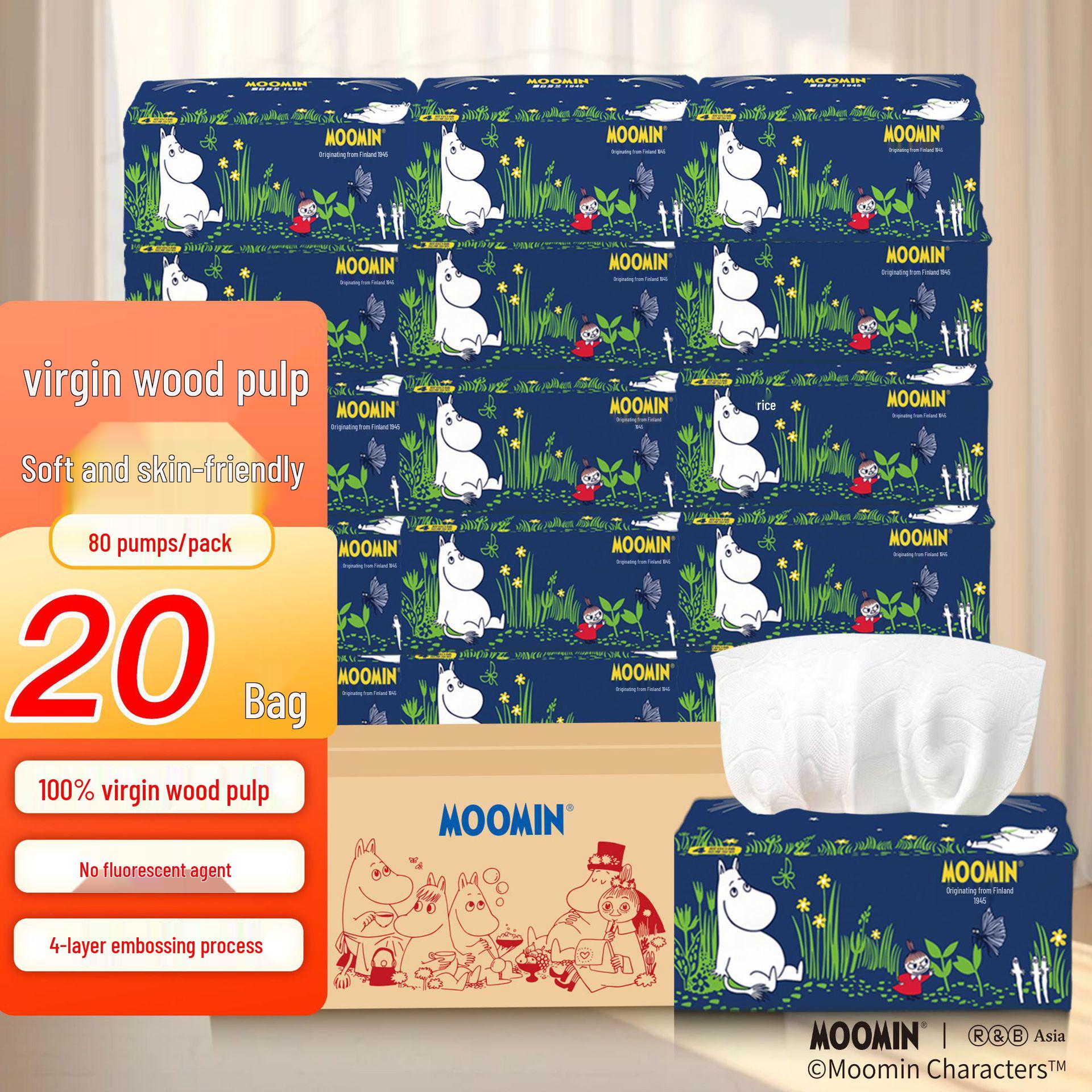 Moomin Embossed Tissue and Paper Towel Set