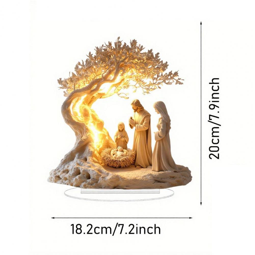 Divine Birth Nativity Scene Decor 2d Acrylic Nativity Scene Ornament Flat Christmas Tabletop Display Minimalist Desktop Decor