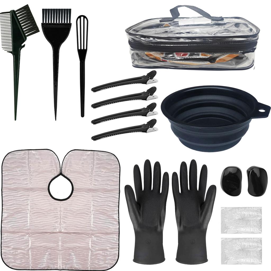 Hair Bleach Coloring Kit - Professional Hair Dye Brush, Comb, Hair Color Bowl, Agitator, Cape, Hairclips Hair Highlighting Tools