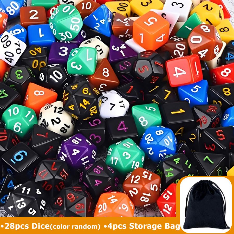 

28-49pcs Polyhedral Dice Set with Black Storage Bag Color Number Polyhedra Dice RPG D&D Role-playing Games Accessories