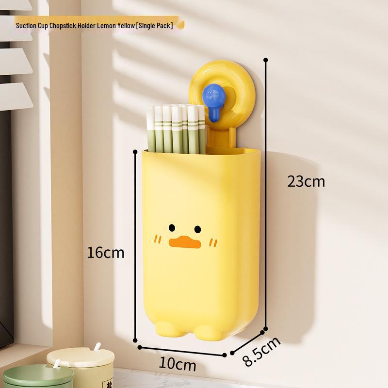 

Cartoon Suction Cup Wall-Mounted Chopstick and Spoon Holder