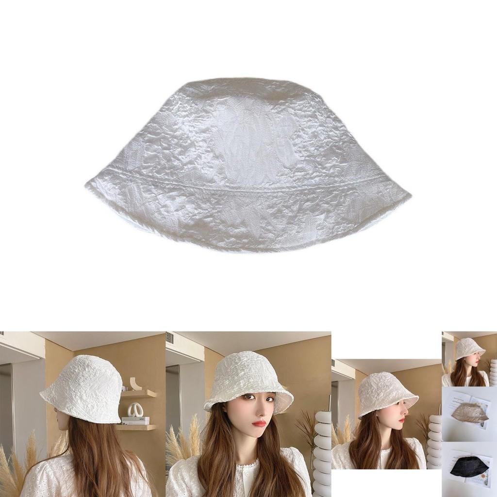 Fashionable Womens Wrinkled Bucket Hat Uv Protection Breathable Fabric
