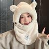 Plush Winter Integrated Scarf Cap Anti-cold Pullover Mask Cap Fashion Mask Woolen Hat  Women