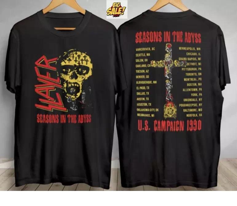 1990 Tour Abyss Vintage Slayer Seasons Shirt Concert Gift Campaicn Us Band Unisex T-Shirt L