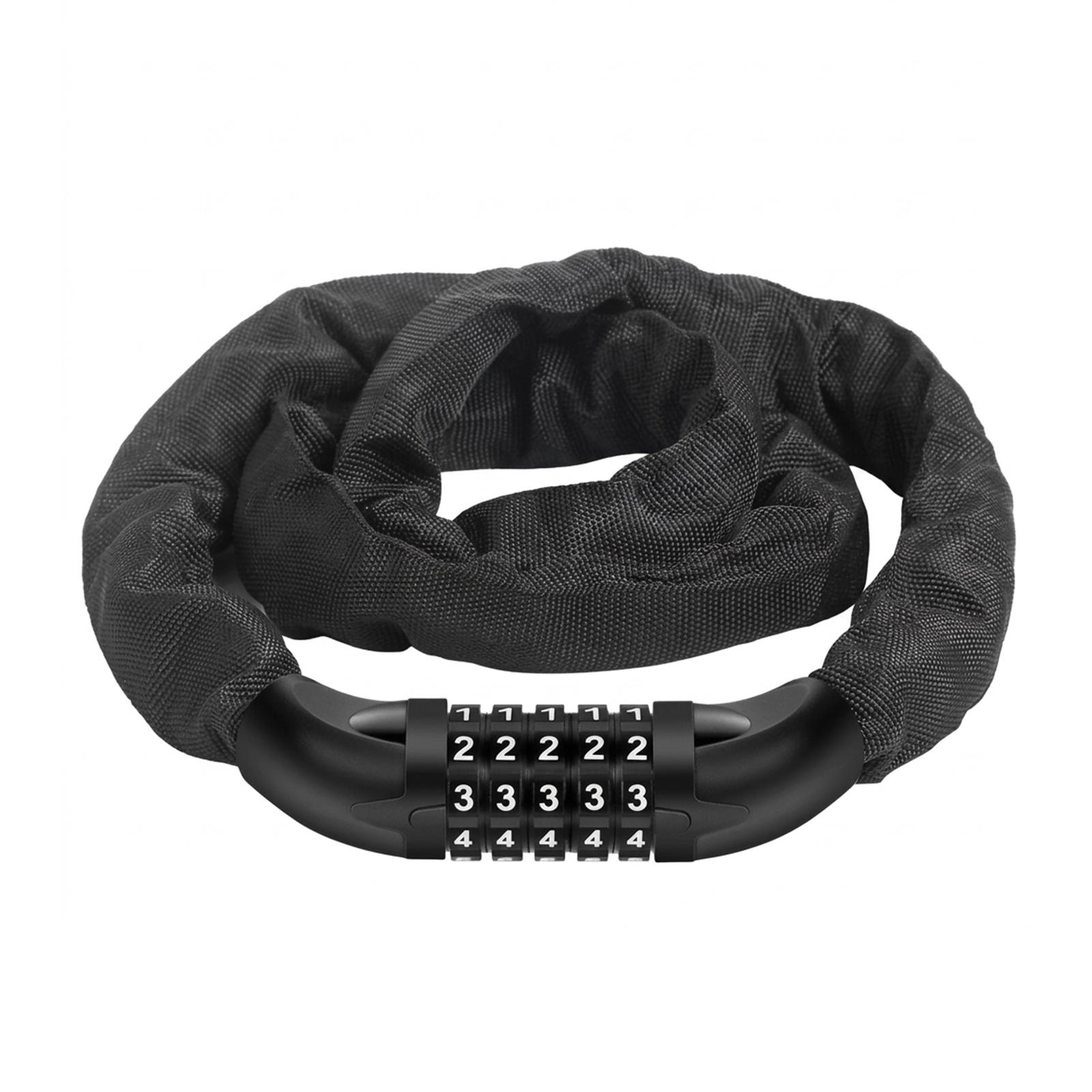 5-Digit Combination Bike Lock Heavy Duty Steel Chain Bicycle Security-Lock With Rust-proof Coating For Commuting Outdoor Use