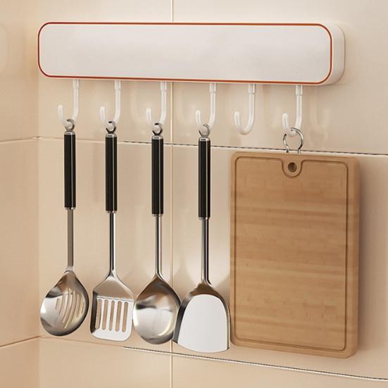 Wandmontierter Messerhalter mit Haken Bohrlos Küchenorganizer für Messer Utensilien Platzsparend Belüftet Rostfrei Multifunktionales Lagerregal