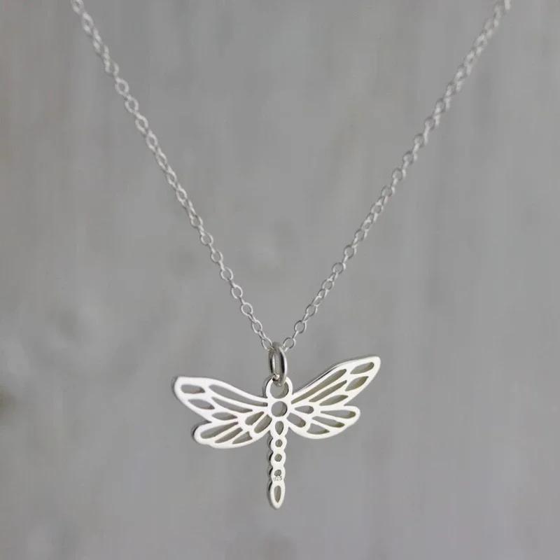 Stainless Steel Dragonfly Necklace For Women Elegant Choker Chain Pendant Party Jewelry Gift