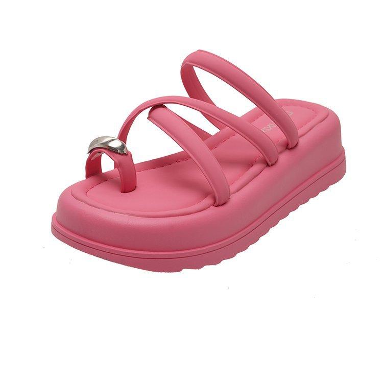 

Толстые тапочки с закрытым носком, женские, лето 2025, новая модная одежда, высокие сандалии Fairy Wind Cross Beach 40 персиковый