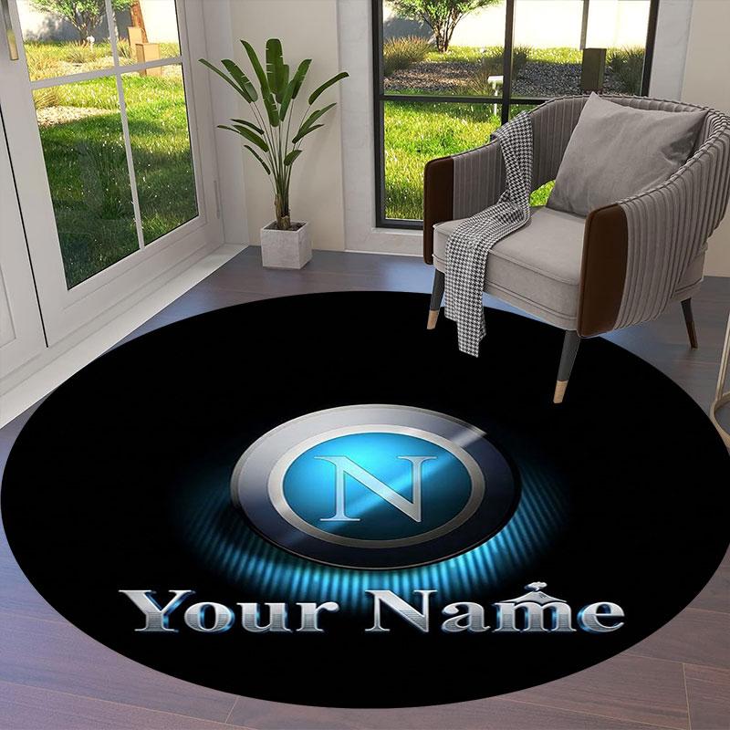 SSC Napoli Custom Name Round Area Rug,Carpet Rug for Living Room Bedroom Sofa Playroom Decor,Non-slip Floor Mat
