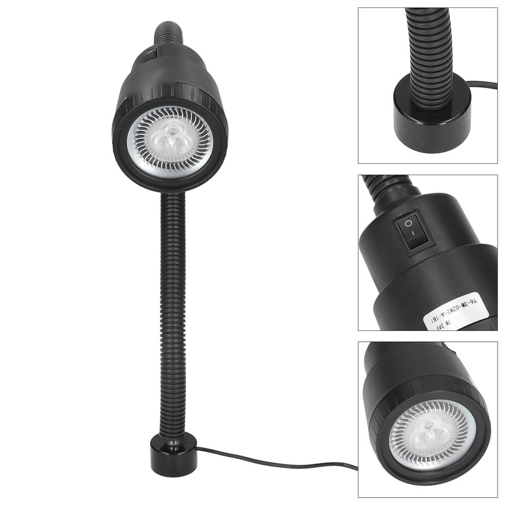 LED Magnetic Machine Work Light Universal Flexible Gooseneck Hose White Light 3W LED Work Light with Magnetic Base 24V