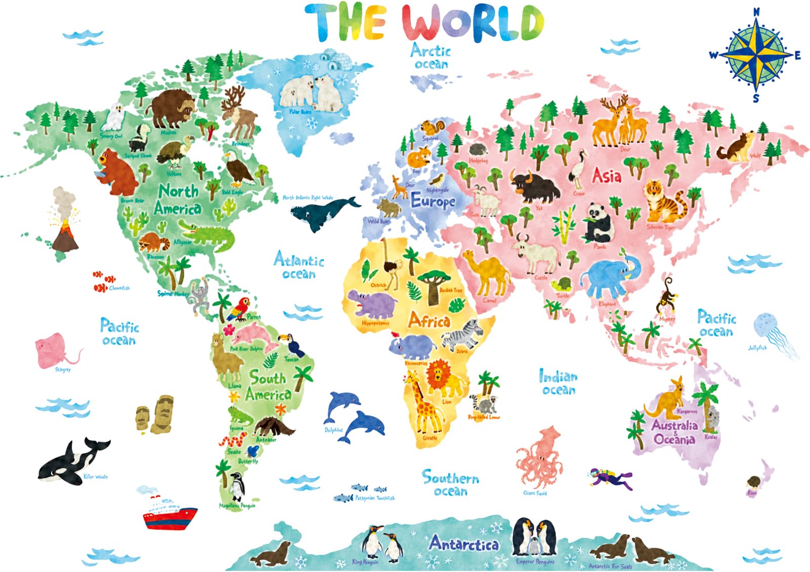 

DECOWALL Animal World Map Wall Decorative Wall Art Sticker for Kids Wall Transfer Wall Art Sticker for Bathroom Teen Child SG2-1615S Sticker,