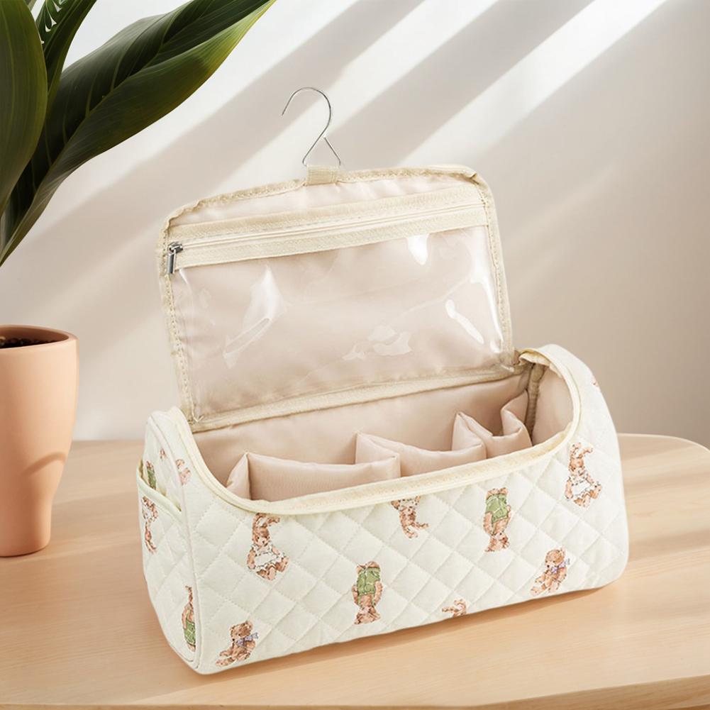Floral Printed Cosmetic Bag Wide Opening Travel Makeup Case Toiletry Organizer Bag for Women Girls Daily Use