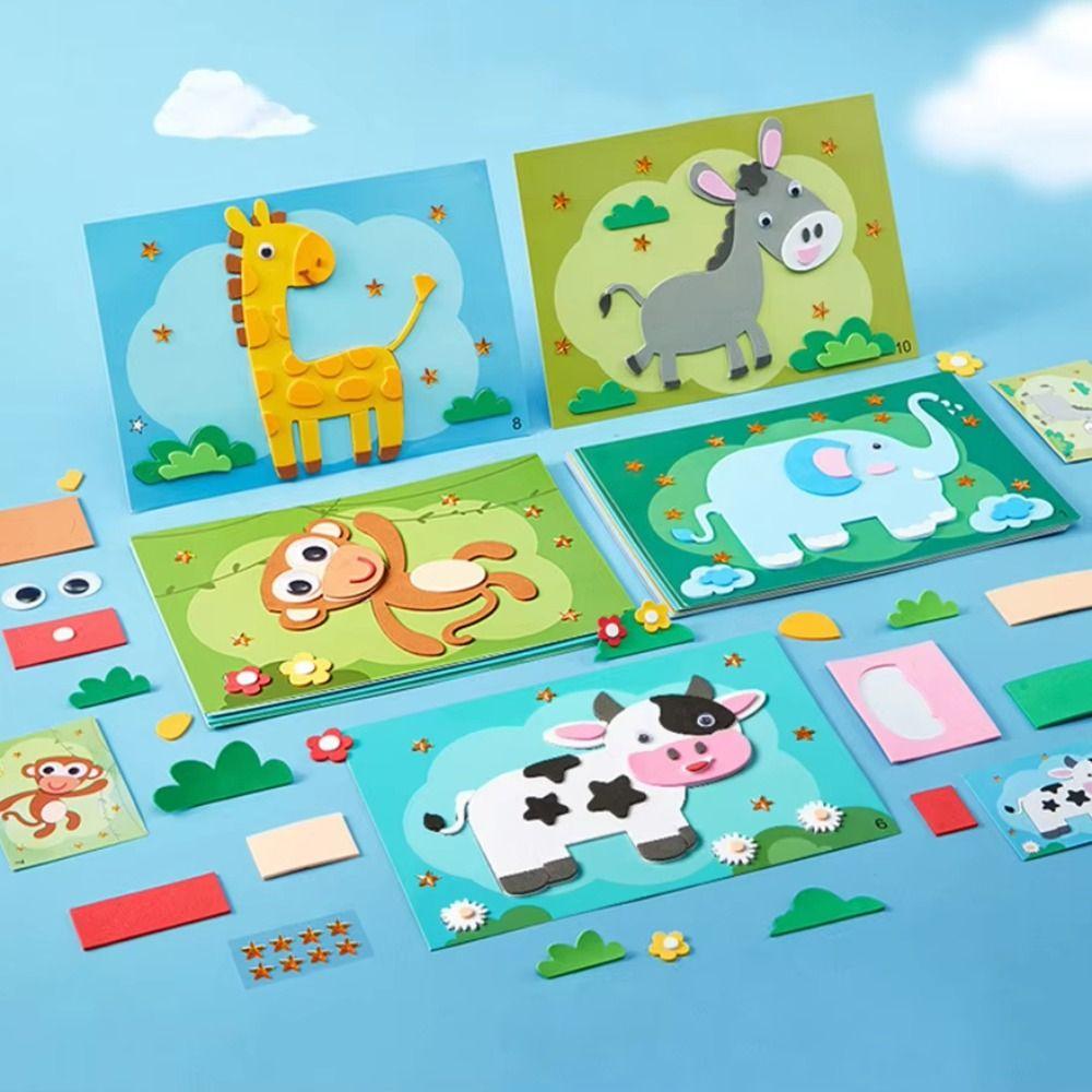 

12Pcs/Set Colorful 3D Handmade Stickers Material Package Cartoon DIY Sticker Toddlers Vehicle