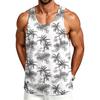 Men's Casual Hawaiian Print Outdoor Sports Tank Top Sleeveless Round Neck Summer Beachwear Lightweight Breathable Fabric