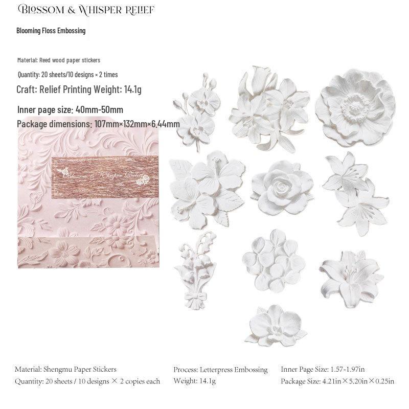 Mò Mò Embossed Letterpress Plaster Stickers: European Style DIY Journal Decoration Pack