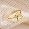 Minimalist Fashion Gold Color Stainless Steel Bow Rings Metal Waterproof Attractive Women Jewelry Accessories