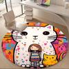 1PC Cat Girl Office Round Area Rug, Indoor Mat Suitable ForOffice, Under Office Chairs Bedroom Living Room Home Decor, Room Deco G043