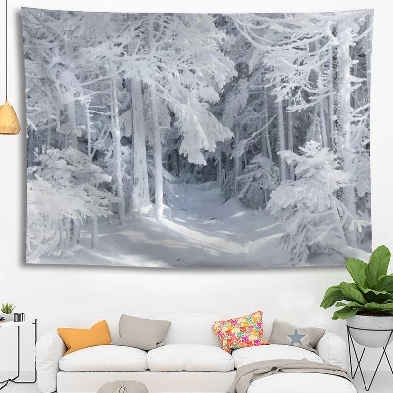 Hot Sale Custom High Quality Snow Wall Hanging Hd Landscape 3D Printing Digital Printing Home Decoration Tapestry