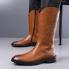 Men’s Motorcycle Boots Western Boots Black Jockey Boots Casual Street Style Cool Brown High Boots Plus Size