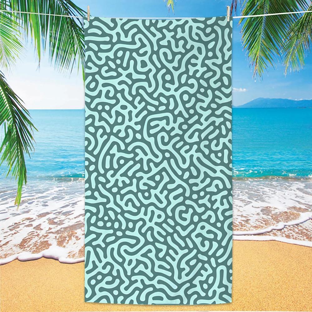Abstract Geometric Pattern Polyester Beach Towel Bauhaus Style Quick Dry Sand Free Bath Towel for Summer Pool Travel Vacation