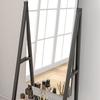 Free Standing Dressing Mirror, Rolling Full Length Mirror on Wheels with Adjustable Angle, Storage Shelves for Bedroom