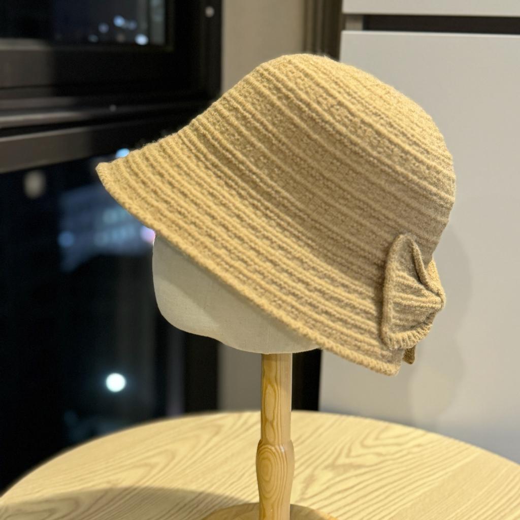 French Style Autumn and Winter Temperament Solid Color Knitted Fisherman Hat for Women Versatile Basin Hat Showing Face Small Face Covering Bucket Hat