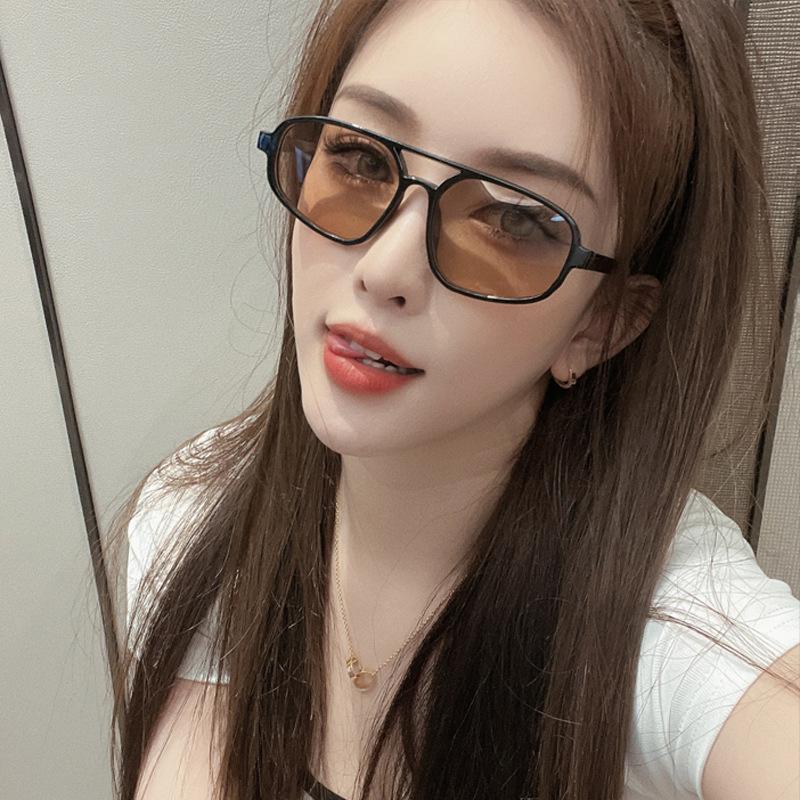 New Women Retro Double Beam Sunglasses Summer Outdoor Ultraviole Proof Sun Glasses Men Shading Sunglasses Uv400 Goggles