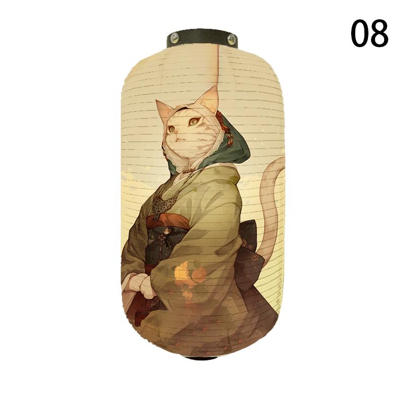 20x35cm Japanese Kimono Samurai Cat Art Pattern Lantern Restaurant Izakaya Cuisine Decor Advertising Sign Ukiyo-e Cloth Lanterns