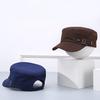 Unisex-Baseballkappe aus gewaschener Baumwolle mit flachem Oberteil, verstellbar, mit Druckknopfverschluss hinten.
