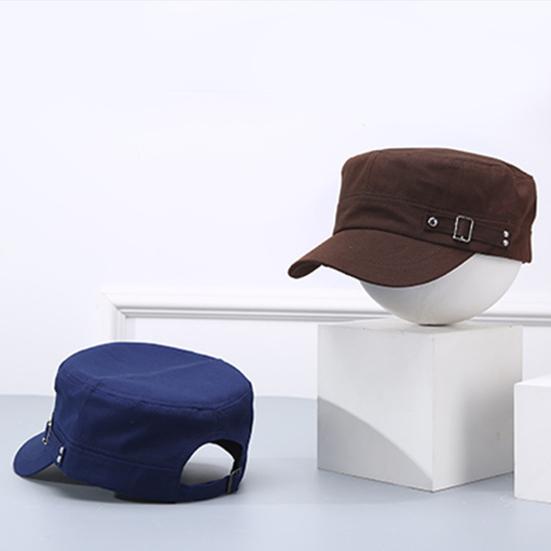 Unisex-Baseballkappe aus gewaschener Baumwolle mit flachem Oberteil, verstellbar, mit Druckknopfverschluss hinten.