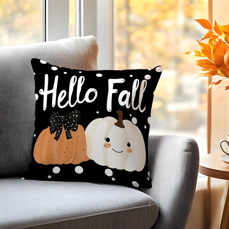 1 Stück Halloween Kürbis Kissenbezug Für Zuhause Wohnzimmer Schlafzimmer Sofa Büro Dekorative Kissenbezüge Weiche Überwurfskissen 45X45cm