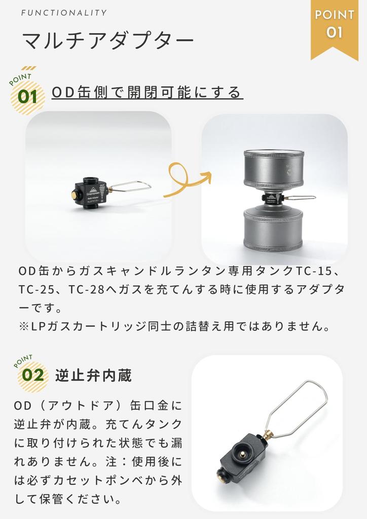 CAMPING MOON Multi-Gas Adapter Multi-Gas Valve OD Can BKZ-15