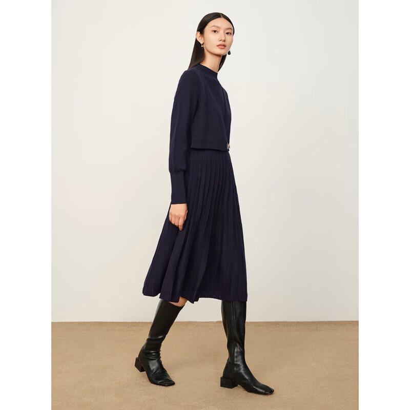 

JUZI ANNACCO Women s Stylish Faux Two-Piece Pleated Wool Blend Knit Dress XL