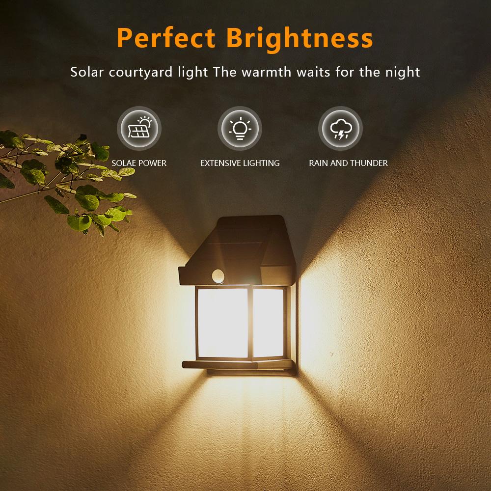 2000LM Solar Outdoor Lights Smart Sensor Wall Lamp Balcony Garden Decoration Outdoor Mood Light Solar Night Decorative Lamp