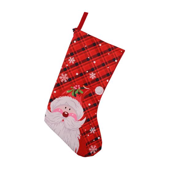Christmas Stocking 18" Large Fireplace Hanging Socks with Santa Snowman Pattern Xmas Candy Bags for Holiday Wall Tree Decor