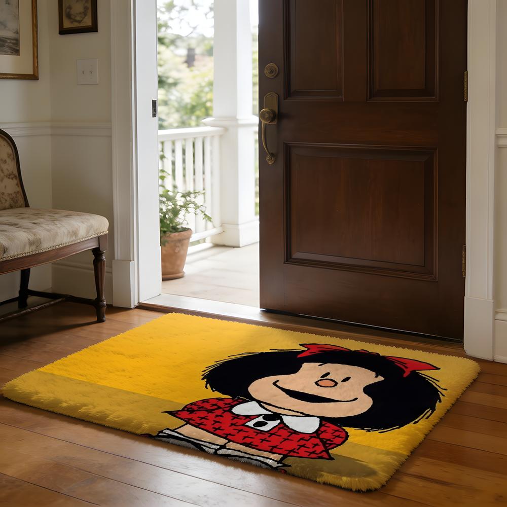 Tappetino da Pavimento Carino a Cartone Animato Mafalda Tappetino Assorbente Morbido in Flanella Tappeto Antiscivolo Casa Camera da Letto Bagno