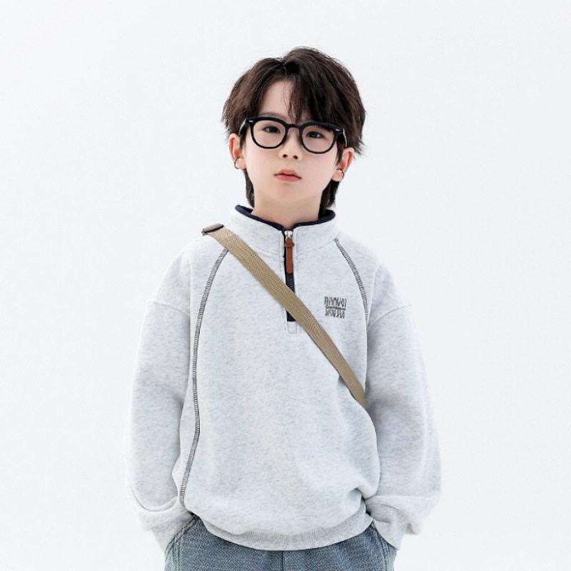 Jungen Fleece gefüttertes Halbzip Stehkragen Sweatshirt Warme Langarmjacke für große Kinder Chinesisches Neujahrs Outfit