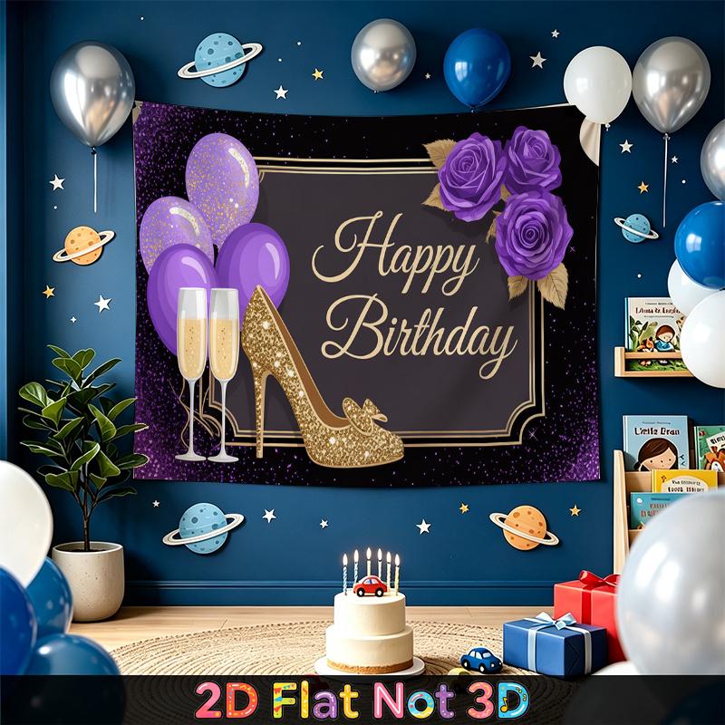 Purple Balloon Party Backdrop 1pc - Photo Booth Props