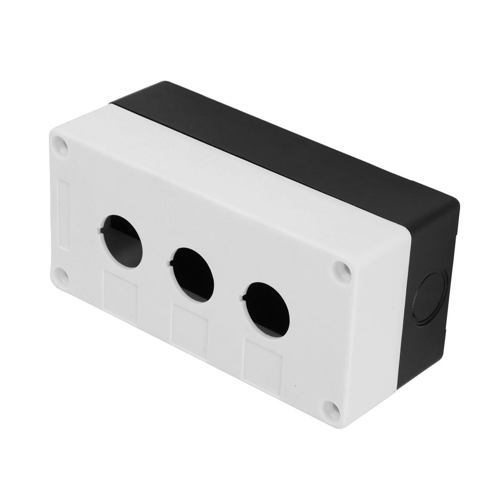 BX3 22mm Interruttore a Pulsante a Tre Fori Scatola di Protezione di Controllo Custodia Impermeabile (bianca)