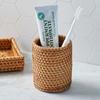 Natural Rattan Toothbrush Holder Eco-Friendly Bathroom Accessory Decorative Vanity Organizer Adult Toothbrush Storage Tropical