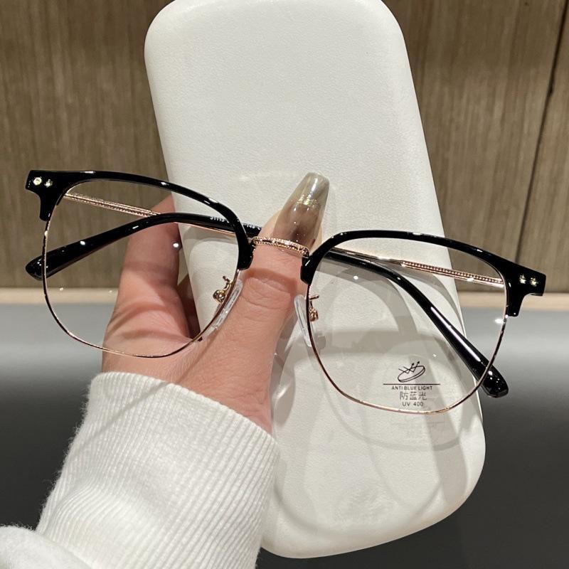 Anti-blue Light Glasses Men Fashion Rectangle Semi Rimless Eyewear For Women Office Computer Goggle