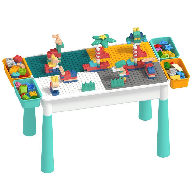 Building Block Table Compatible Building Block Toys Children'S Multi-Functional Large Particle Learning Table
