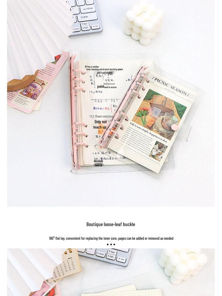 Glittery Transparent PVC 6-Ring A5/A6 Student Notebook & Journal