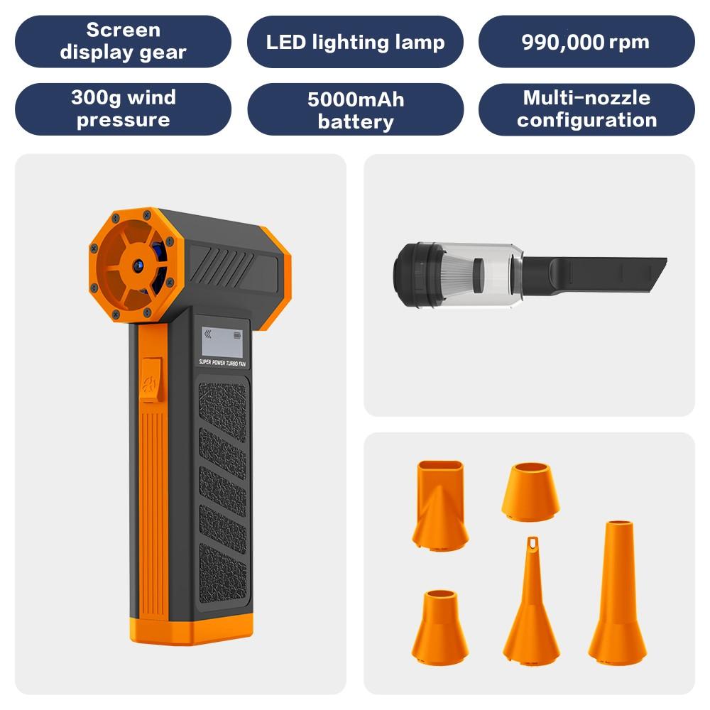 990000RPM Hurricane Dust Blower Wireless Compressed Air Duster High-speed Violent Fan 4-Speed Adjustable Turbo Jet Blower