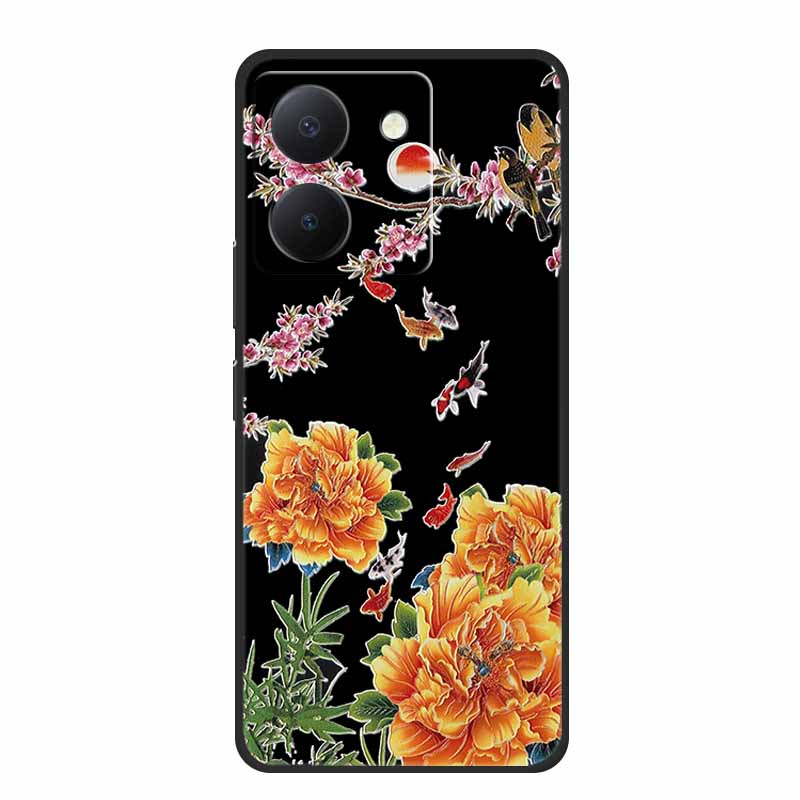 3D Emboss Case For Vivo Y27s Phone Case Relief Black Silicone Soft Back Cover Coque Funda For Vivo Y27s Case Y 27 s Capas 6.64"