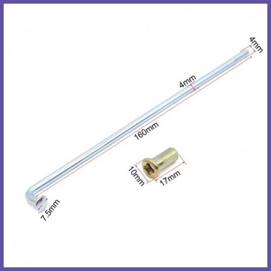 Steel 4mm Thread Dia 160mm Length Motorcycle Wheel Spokes w Nipples