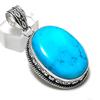 Tibetan Turquoise Gemstone Handmade 925 Sterling Silver Gift Pendant 1.97" u2D32